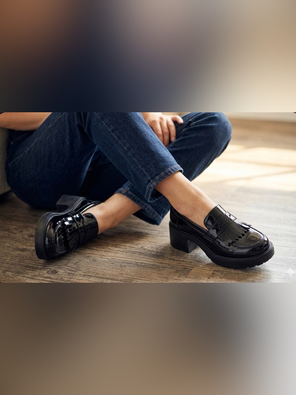 Patent Leather Chunky Heel Loafer